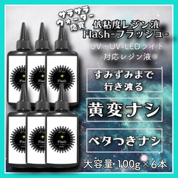 新発売　無臭　ソフトタイプ　中粘度レジン液100g6本  グミレジン　フラッシュ 新発売 無臭 ソフトタイプ 中粘度レジン液100g6本 グミレジン