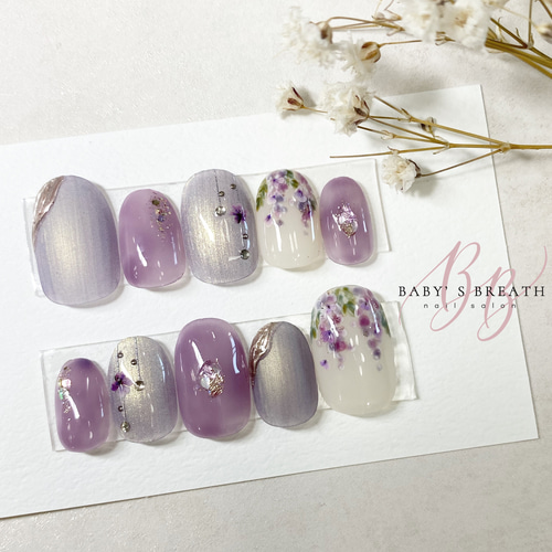 藤ネイル】NO.20 Wisteria ネイルチップ（つけ爪） Baby's breath 通販