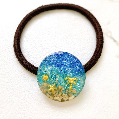 星の砂とシェルの海辺のヘアゴム レジン ヘアゴム qui 通販 13811380