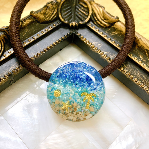 星の砂とシェルの海辺のヘアゴム レジン ヘアゴム qui 通販 13811380