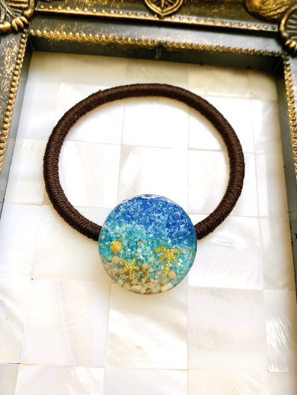 星の砂とシェルの海辺のヘアゴム レジン ヘアゴム qui 通販 13811380
