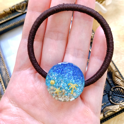 星の流れ ラウンド型 レジン ヘアゴム 星の流れ ブラウン ラウンド型 レジン ヘアゴム ヘアアクセサリー