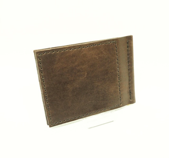 二つ折り財布 “マネークリップ” D.brown〈プルアップレザー〉 3枚目の画像