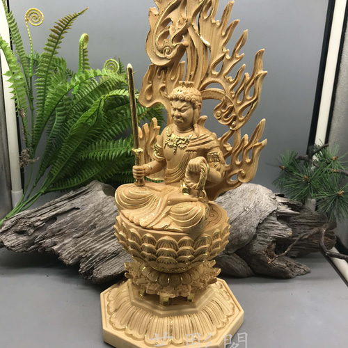極上品 不動明王 切金 木彫仏像 仏教美術 彫刻工芸品 精密彫刻 職人
