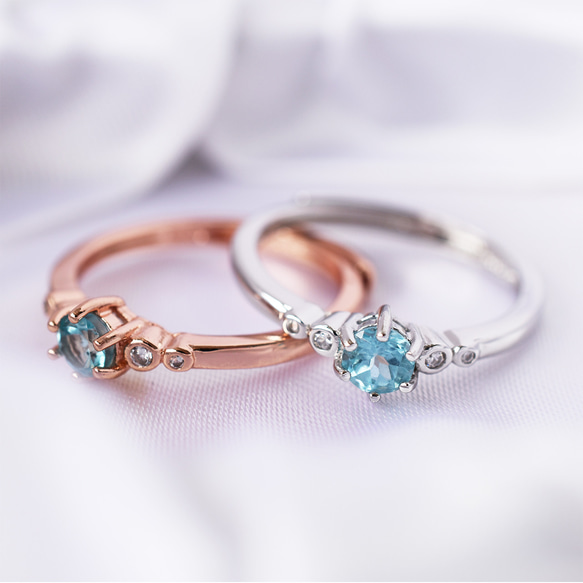 アパタイト指輪、リング：空、青、水色：透明感、大人かわいい：シルバー、ピンクゴールド：Creema限定【送料無料】 1枚目の画像
