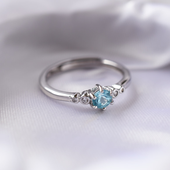 アパタイト指輪、リング：空、青、水色：透明感、大人かわいい：シルバー、ピンクゴールド：Creema限定【送料無料】 4枚目の画像