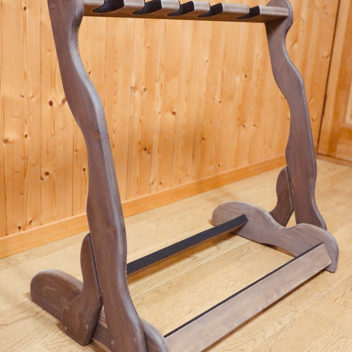 24時間以内に発送】手作り木工 木製ギタースタンド （チーク） 5本  