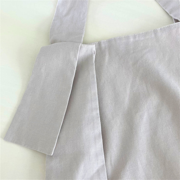 棉麻側邊緞帶時尚副包灰色米色 第5張的照片