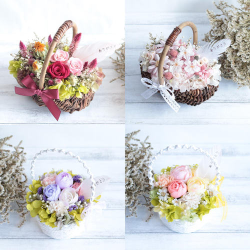 ミモザ・カーネーション・アンティークローズのミニ花束ブーケ＊ドライ