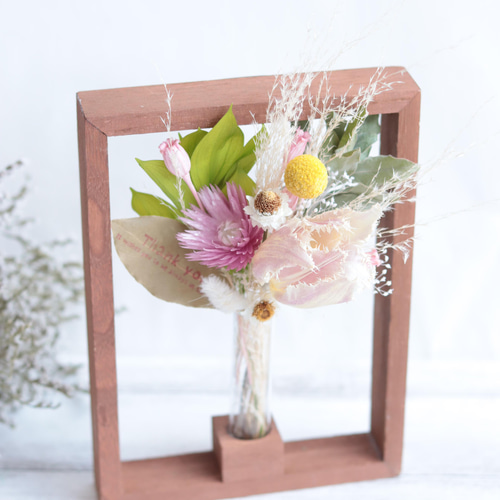 ミモザ・カーネーション・アンティークローズのミニ花束ブーケ＊ドライ