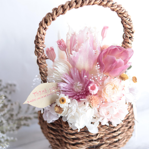 ミモザ・カーネーション・アンティークローズのミニ花束ブーケ＊ドライ