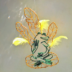 仏像カエル モビール 鳥獣戯画 サンキャッチャー 和風 仏様 インテリア 蛙 かえる 和室 お釈迦様 如来像 大仏様 1枚目の画像