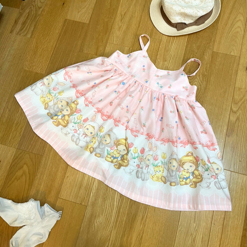 80㎝ 90㎝ ピンクのバックリボンワンピース ぷにぷにキャンディ 子供服