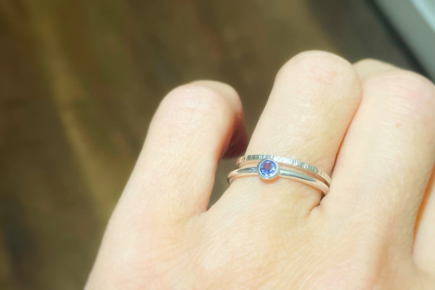 シルバー 丸い誕生石（天然石）リング｜詳細画像