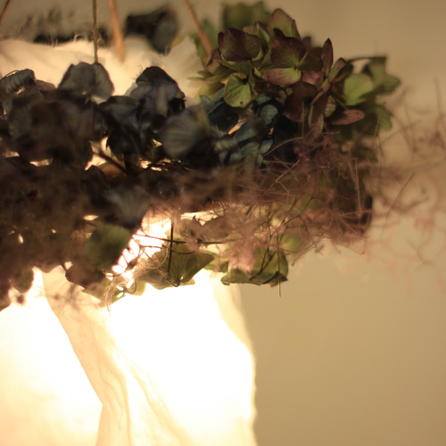 紫陽花とスモークツリーのフライングリース ドライフラワー s o l 通販