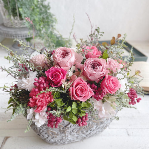 ローズフラワーガーデン＊アレンジメント＊お部屋に作る明るいお庭