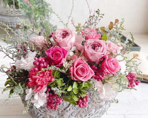 ローズフラワーガーデン＊アレンジメント＊お部屋に作る明るいお庭