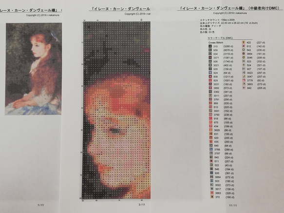 岡田三郎助「少女読書」　クロスステッチ図案 2枚目の画像