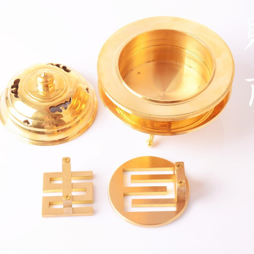法器 真言宗 4点セット 火舎香炉 香印器 中院流·光明流·青龍印 法器 真言宗 4点セット 火舎香炉 香印器 中院流·光明流·青龍印