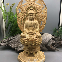 最高級 木彫仏像 釈迦如来座像 釈迦牟尼仏 彫刻 本金 切金 檜材 修縁堂】最高級 木彫仏像 釈迦如来座像 釈迦牟尼仏 彫刻 本金 切