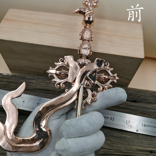 錫杖/僧侶 修験者 僧侶 法具 仏教美術 厄除け 仏具 装飾的な金属製ハンドル 錫杖/僧侶 修験者 僧侶 法具 仏教美術 厄除け 仏具 装飾的な金属製