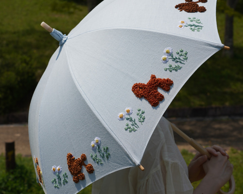 アナスイ　フリンジ刺繍　高級日傘　麻素材　入手困難　シンプル上品　アジア アナスイ フリンジ刺繍 高級日傘 麻素材 入手困難 シンプル上品