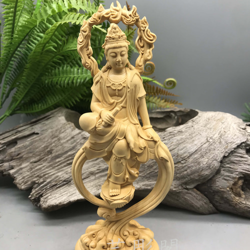 仏教美術 時代 木彫刻 観音菩薩像 Amazon｜木彫り 仏像 【観音 様】 仏教美術品 観音像彫刻 観世音菩薩