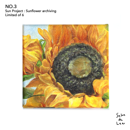 ひまわり 向日葵 油彩 10x10cm キャンバス 原画 花 絵画 Salon