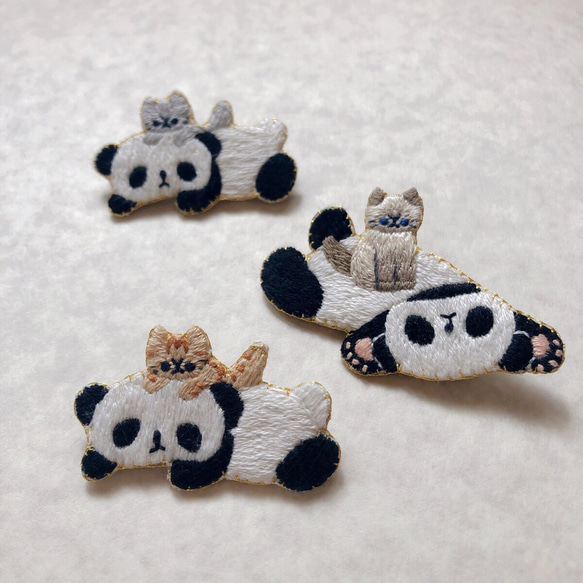 熊貓貓刺繡胸針-仰臥 第6張的照片