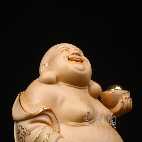 極上品 木彫仏像 切金 布袋様 七福神 細工精彫 置物 仏教工芸品 極上品 木彫仏像 切金 布袋様 七福神 細工精彫 置物 仏教工芸品