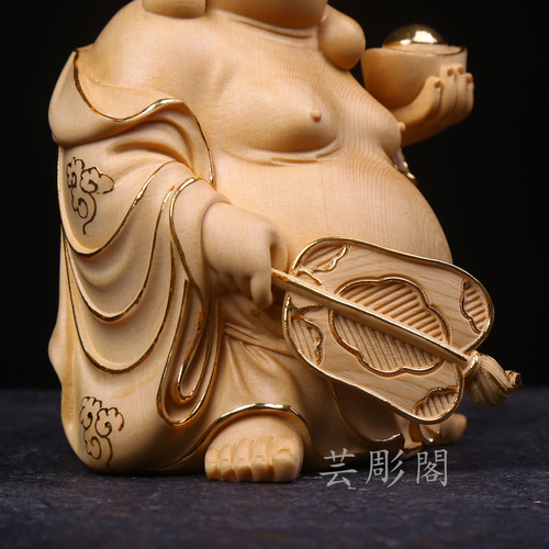 極上品 木彫仏像 切金 布袋様 七福神 細工精彫 置物 仏教工芸品 極上品 木彫仏像 切金 布袋様 七福神 細工精彫 置物 仏教工芸品