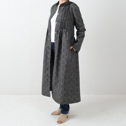 大島紬のピンタックワンピース コートワンピース 麻の葉 着物リメイク