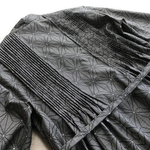 大島紬のピンタックワンピース コートワンピース 麻の葉 着物リメイク