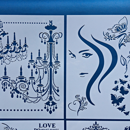 ブリリアント 】 ステンシルシート 4枚 セット A4 女性 蝶 編み図