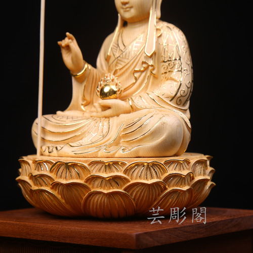 木彫　地蔵　仏像 楽天市場】木彫り仏像【地蔵菩薩半跏像】 桧木 坐2.5寸 総高20.5cm