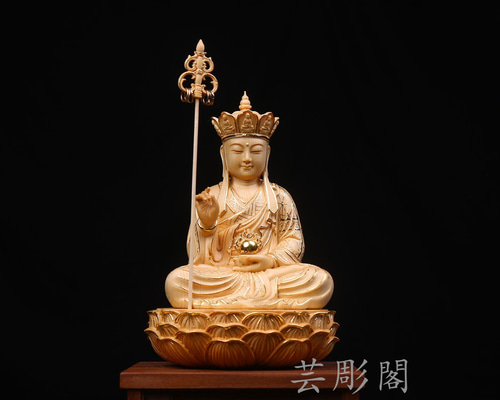 最高級 地蔵菩薩 切金 職人手作り 置物 木彫仏像 供養品 仏教工芸品