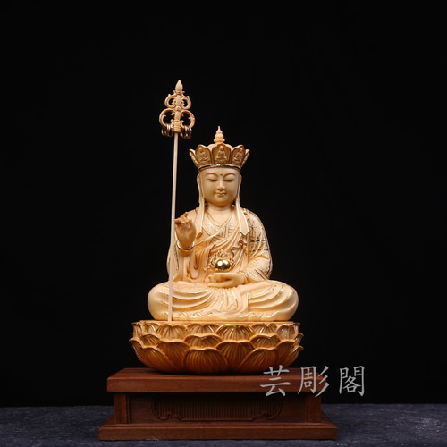 最高級 地蔵菩薩 切金 職人手作り 置物 木彫仏像 供養品 仏教工芸品