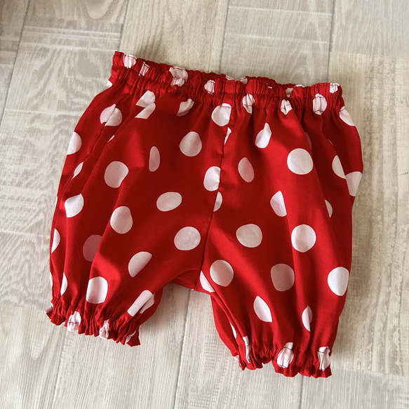 80〜130】赤 白 水玉 ドット かぼちゃパンツ 短パン ズボン 赤水玉