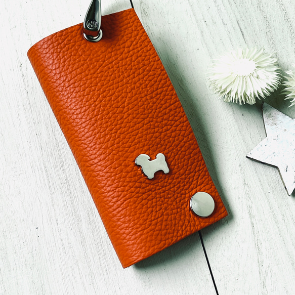 スマートキー対応　コンパクトキーケース(シーズーシルエットスタッズ)動物 2枚目の画像