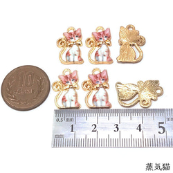 茶白猫エナメルチャームA 6個【猫ピアス イヤリング ハンドメイド用アクセサリーパーツ素材】 4枚目の画像