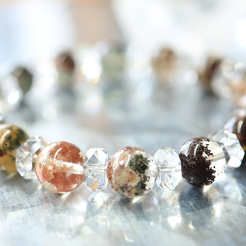 ☆プレミアムブレス☆…☆ガーデンファントムクォーツ：9.5ミリ＆水晶