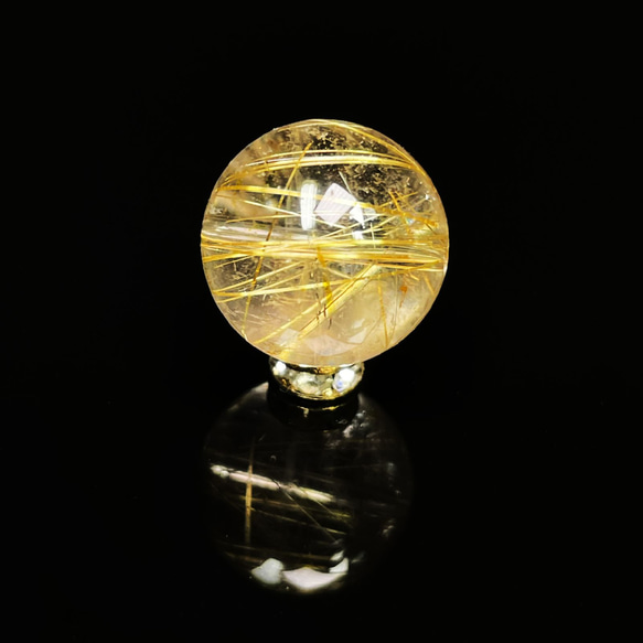 【透明感抜群の一粒】１５ミリ 一点物 1粒売り ゴールドルチル クォーツ 金針水晶 ＫＹＧ３５ お守り効果 天然石 16枚目の画像