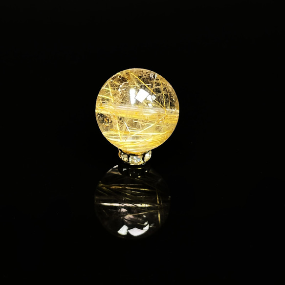 【透明感抜群の一粒】１５ミリ 一点物 1粒売り ゴールドルチル クォーツ 金針水晶 ＫＹＧ３５ お守り効果 天然石 13枚目の画像
