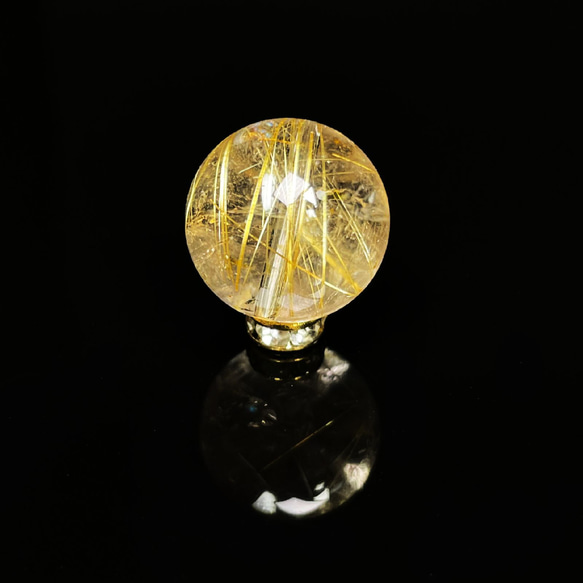 【透明感抜群の一粒】１５ミリ 一点物 1粒売り ゴールドルチル クォーツ 金針水晶 ＫＹＧ３５ お守り効果 天然石 7枚目の画像