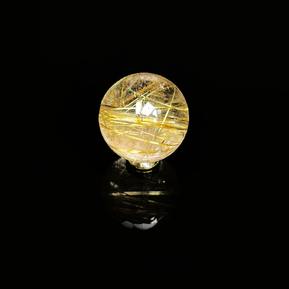 【透明感抜群の一粒】１５ミリ 一点物 1粒売り ゴールドルチル クォーツ 金針水晶 ＫＹＧ３５ お守り効果 天然石 17枚目の画像