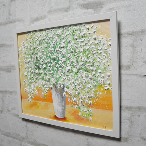 油絵 油彩 油彩画 絵 絵画 【カスミソウ】 油絵 油彩 油彩画 絵 絵画 【カスミソウ 】 絵画 HR 通販