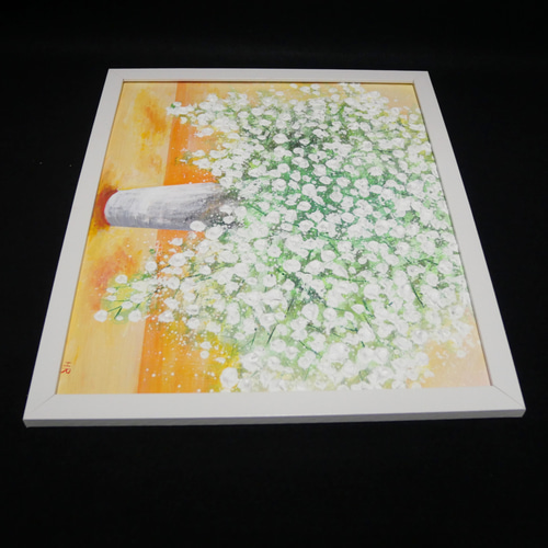 油絵 油彩 油彩画 絵 絵画 F0号【かすみ草】 油絵 油彩 油彩画 絵 絵画 F0号【かすみ草】