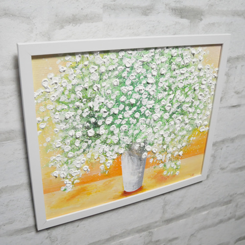 油絵 油彩 油彩画 絵画 アートパネル【ピンクかすみ草】 油絵 油彩 油彩画 絵 絵画【かすみ草】 絵画 HR 通販 13815395