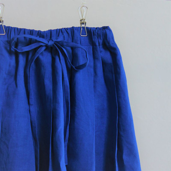 【受注製作】ヨーロッパリネンのギャザースカート☆ロイヤルブルー 3枚目の画像