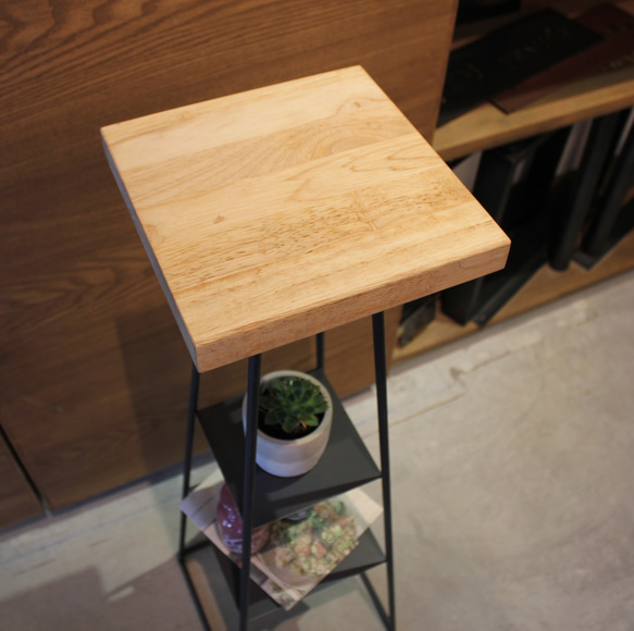 棚付きアルコール消毒スタンド『rubber shelf stand』　アイアン製　中棚付　観葉植物　カフェ風 5枚目の画像